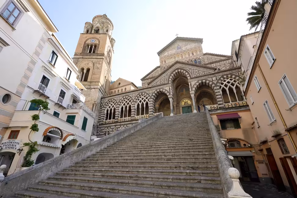 The staircase leading up to the Cathedral of St Andrew in Amalfi