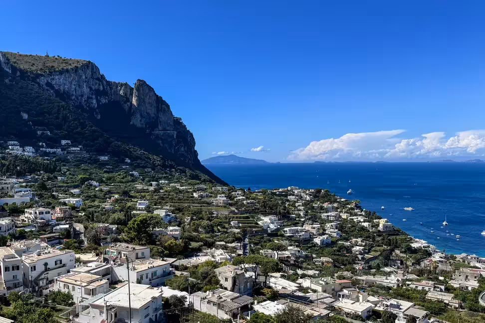 Houses of Capri and the sea seen from the Piazzetta viewpoint