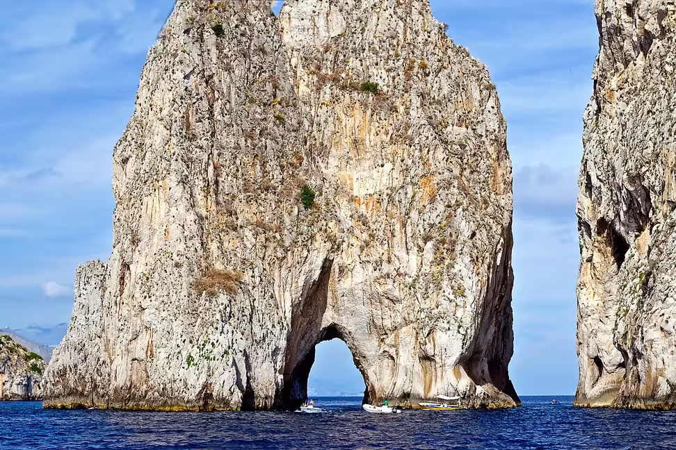 The Faraglioni rocks rising from the sea off Capri