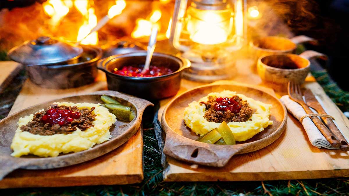 Finnish cuisine, featuring fresh ingredients like salmon, reindeer, and berries, showcases hearty dishes like salmon soup, reindeer stew, and Karelian pies, reflecting the country's connection to nature and traditional Nordic flavors.