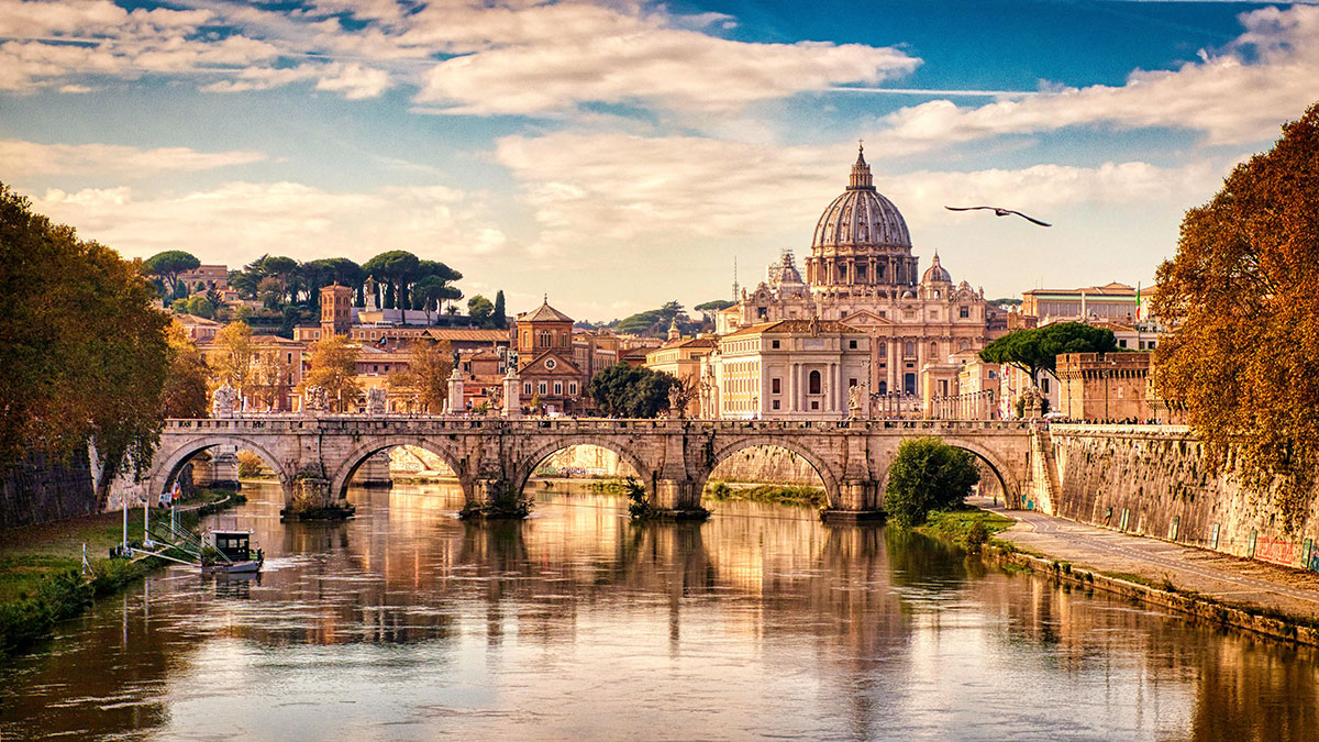 Vatican City, an independent city-state within Rome, features St. Peter's Basilica with its grand dome and colonnaded square, the Vatican Museums housing priceless art including the Sistine Chapel, and a rich history as the center of the Catholic Church.
