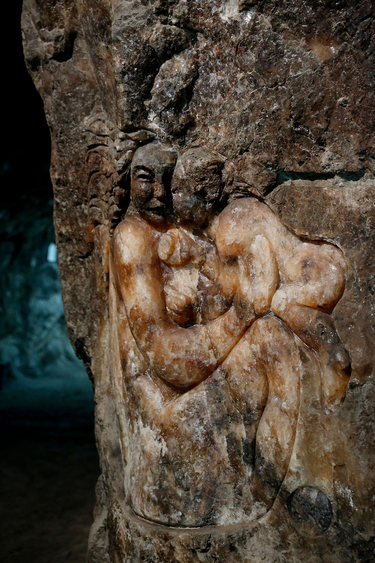 A glimpse into the unexpected at the Loulé Salt Mine reveals striking salt-carved sculptures and artworks within its chambers, transforming sections into an underground gallery and showcasing the mine's unique blend of industrial history and artistic expression.