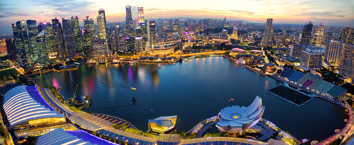 Aerial view of Singapore skyline