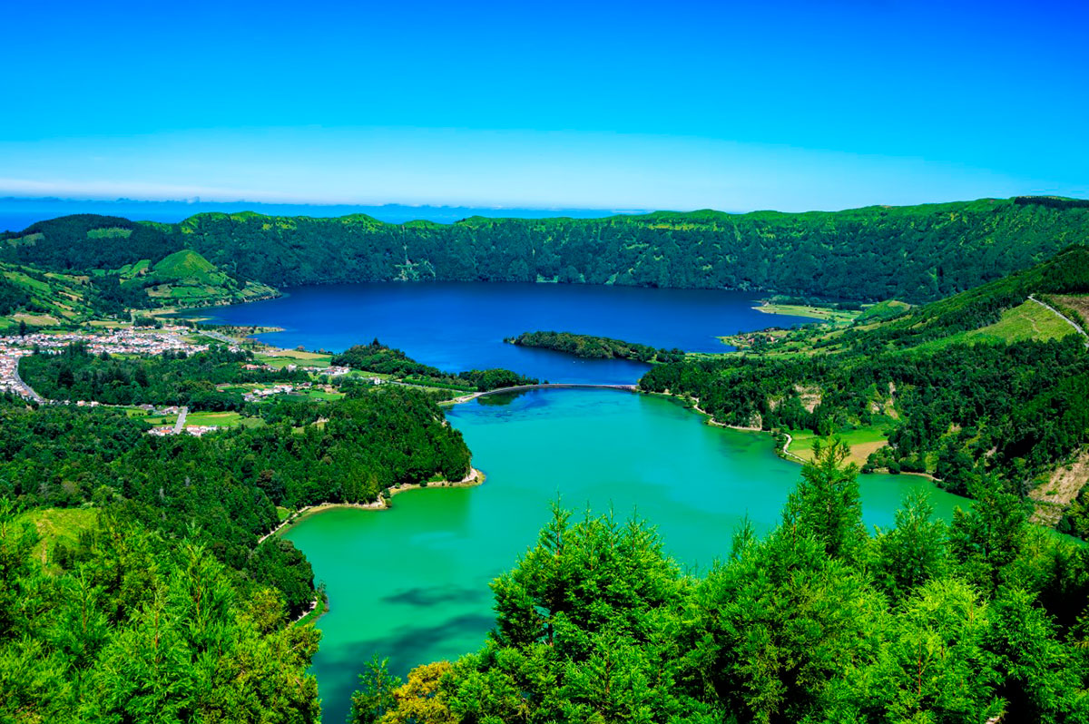 Enjoy a peaceful and breathtaking moment at Sete Cidades Lake in the Azores.