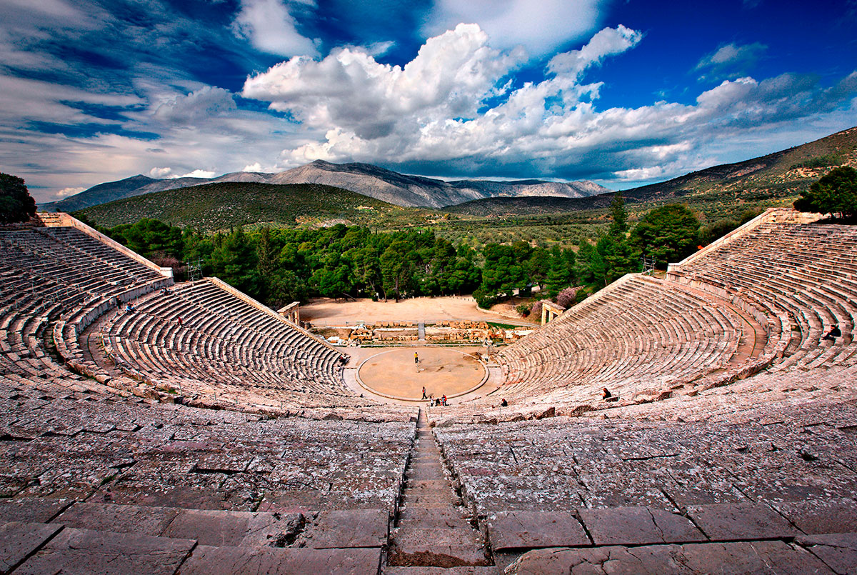 The ancient Epidaurus Theater, known for its exceptional acoustics.
