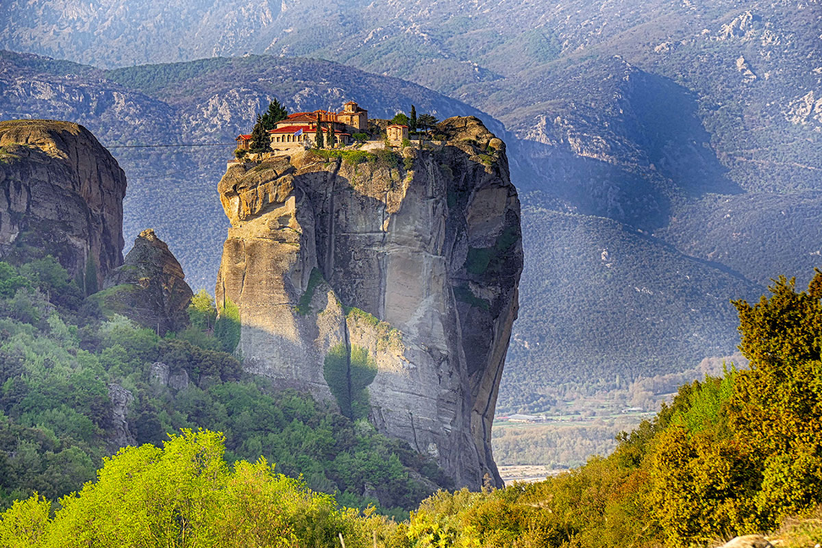 The monasteries of Meteora built on towering rock formations in Greece.
