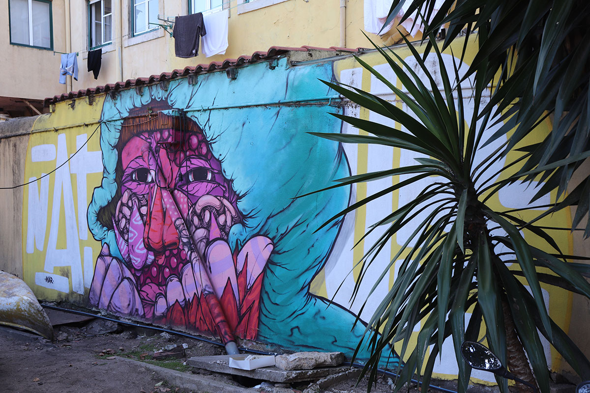 Colorful urban murals at Lisbon’s LX Factory creative district