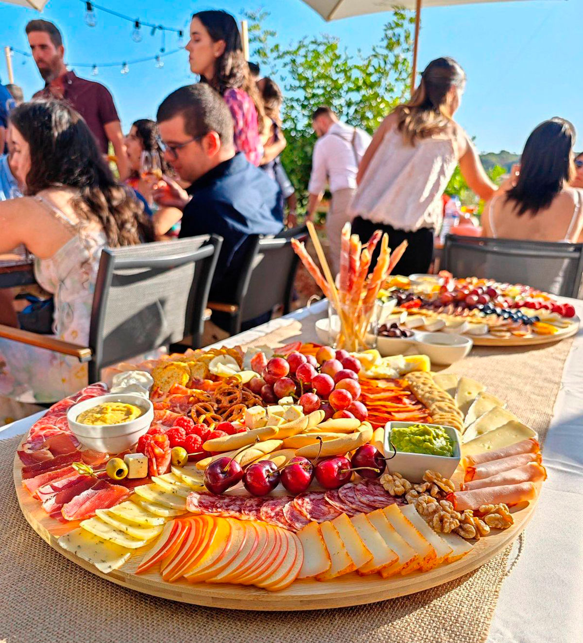 A selection of Algarve wines displayed alongside regional tapas.​