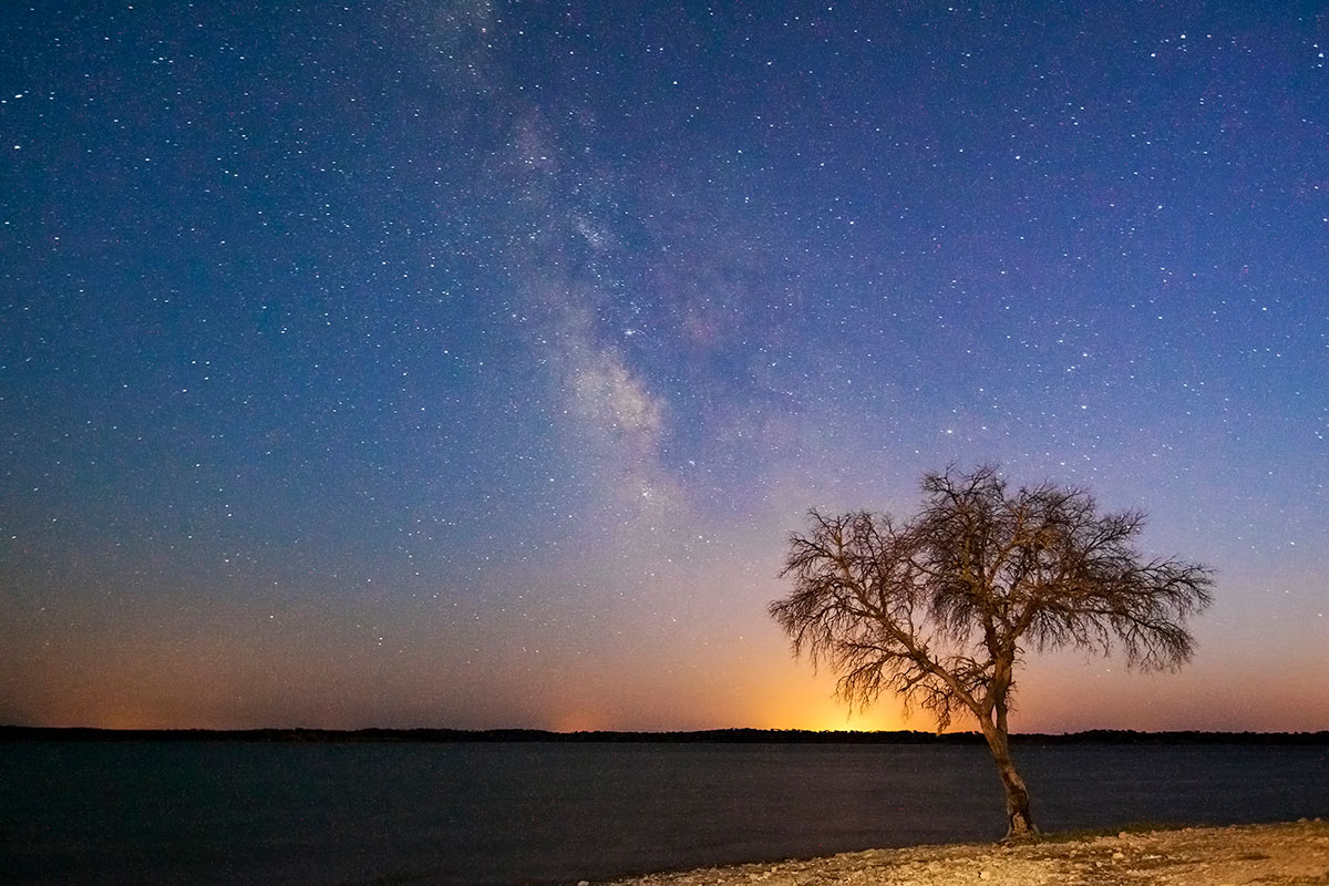 Star-filled night sky over Alqueva Dark Sky Reserve.