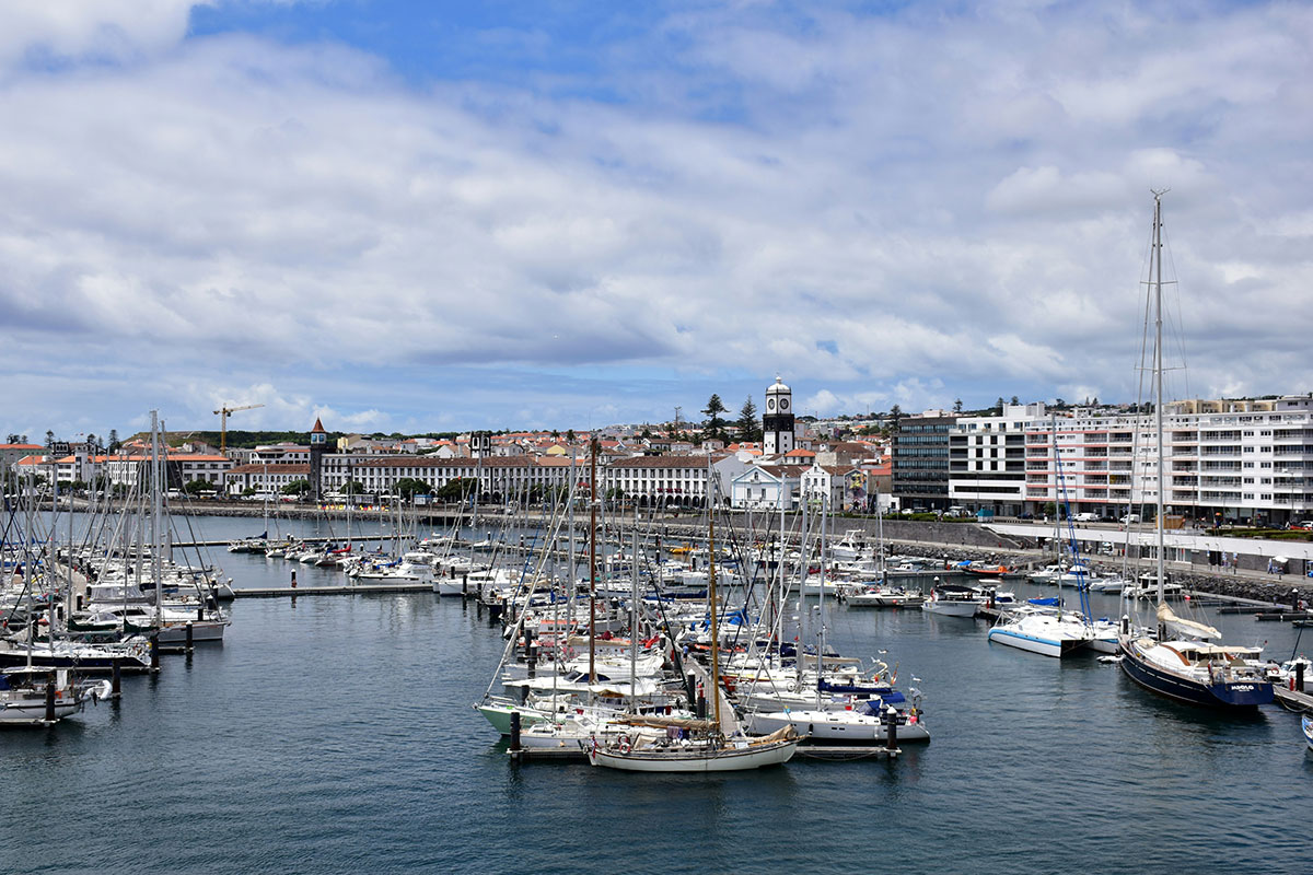 Traditional fishing harbor in the Azores.