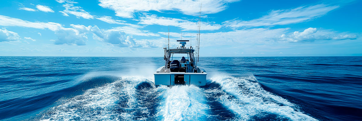 Modern fishing charter boat equipped for deep-sea fishing