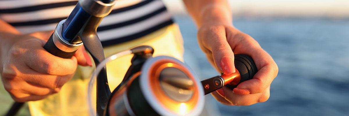 High-quality fishing rods and reels set up on a boat