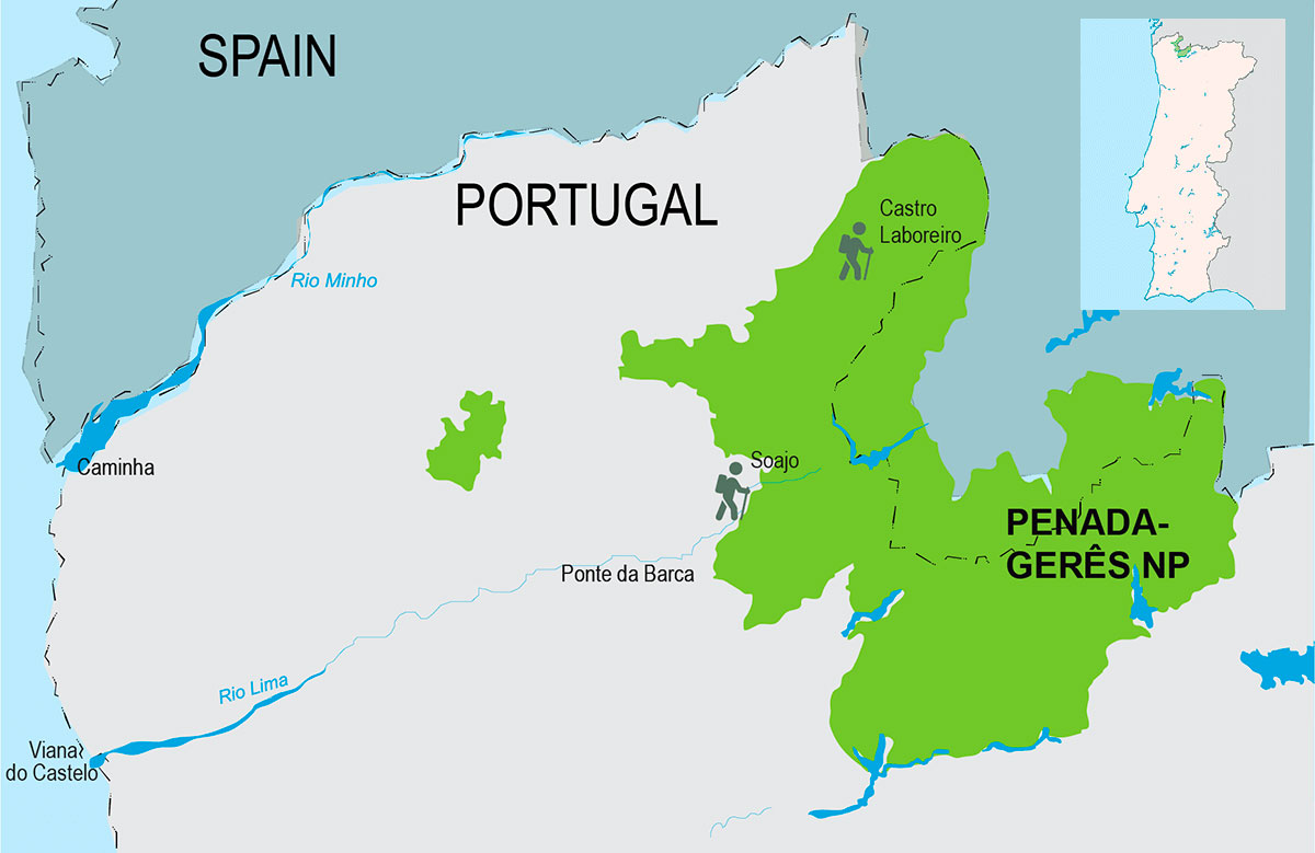 Topographic map detailing the terrain and key locations within the park.