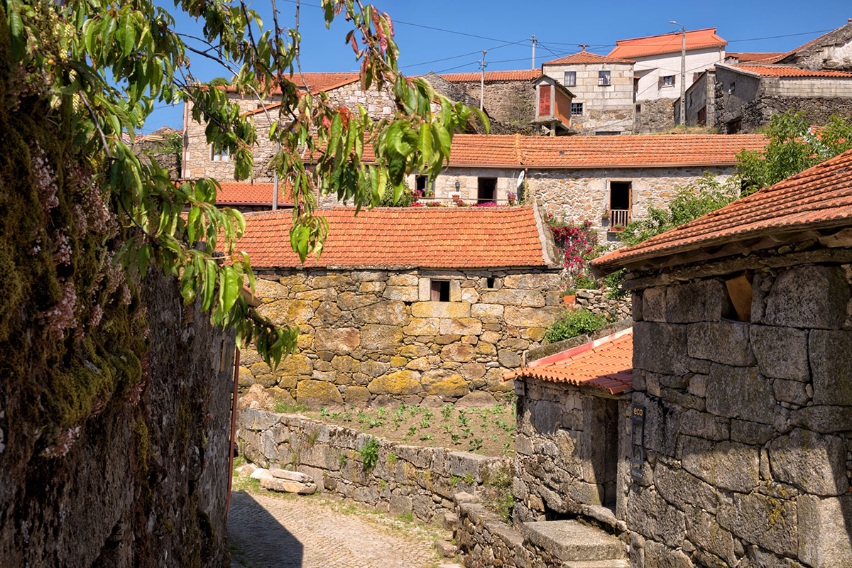 Scenic view of Pitões das Júnias, a traditional stone village nestled in the mountains of Peneda-Gerês National Park.