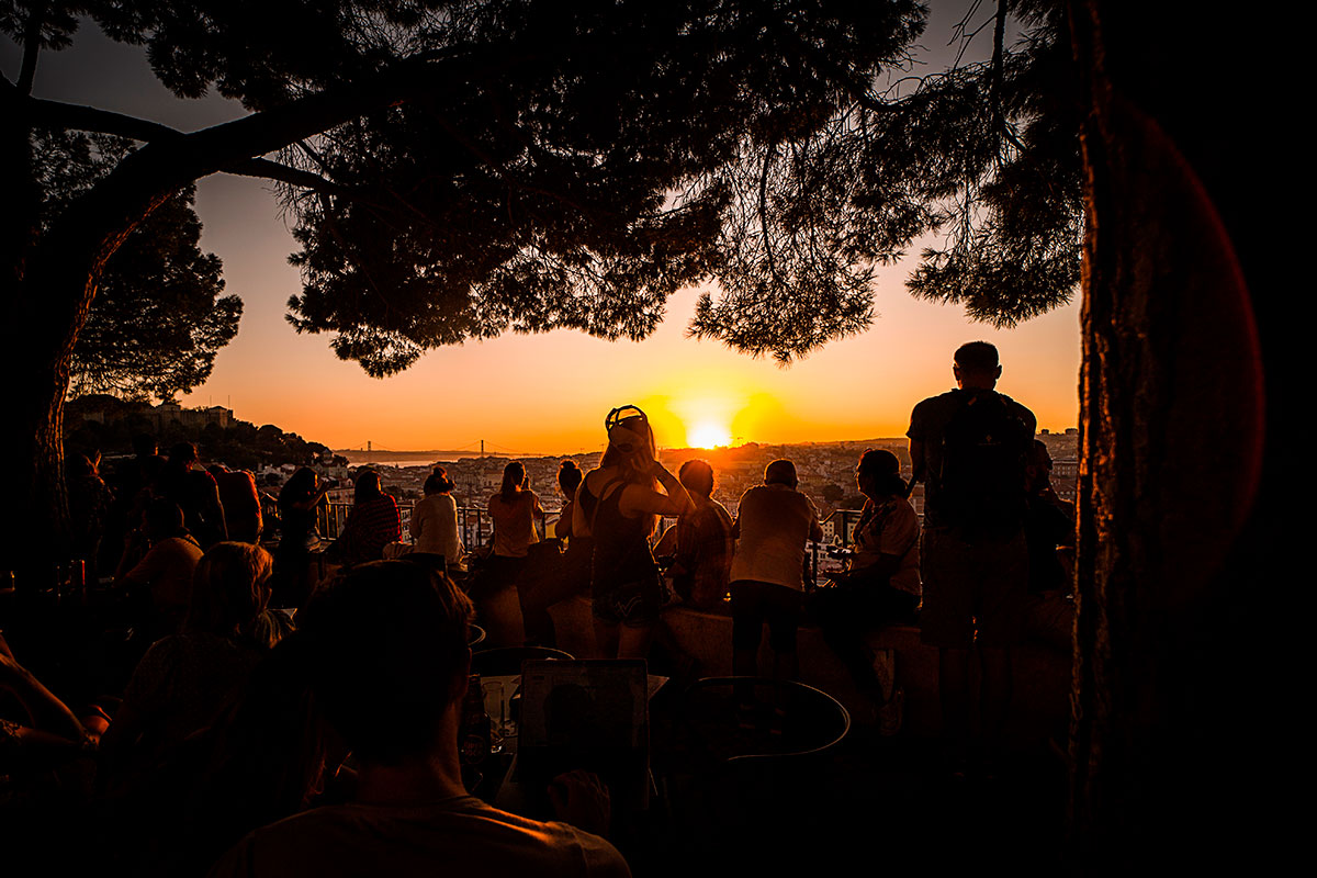 Sunset over Lisbon as seen from Miradouro da Graça.