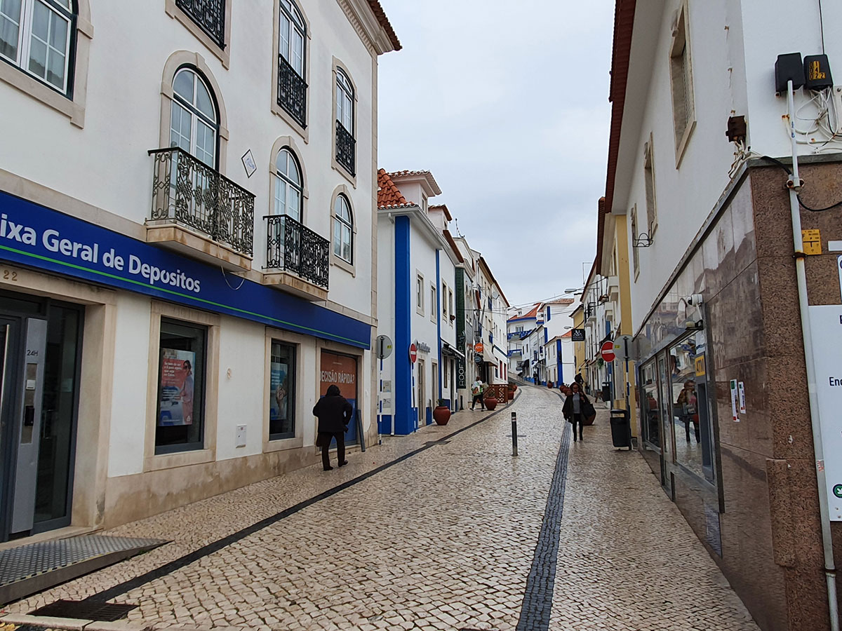 Exterior of a boutique shop in Ericeira with local artisan products displayed