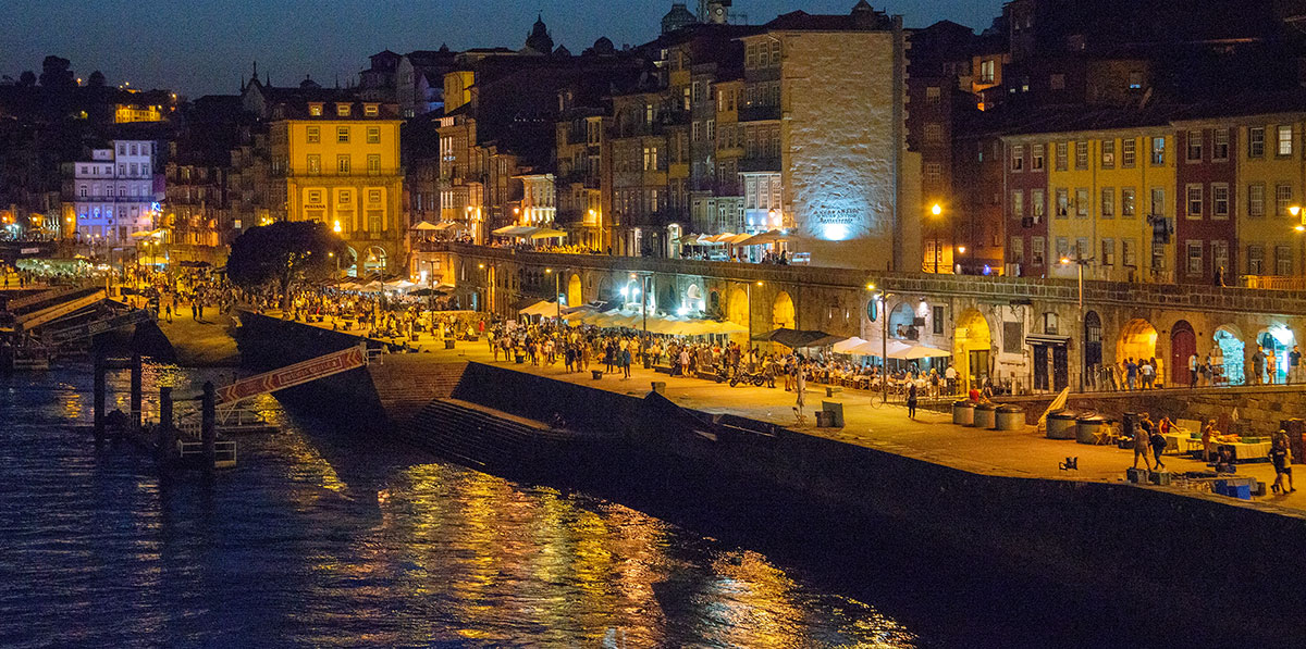 Colorful buildings along the Douro River in Porto's Ribeira district