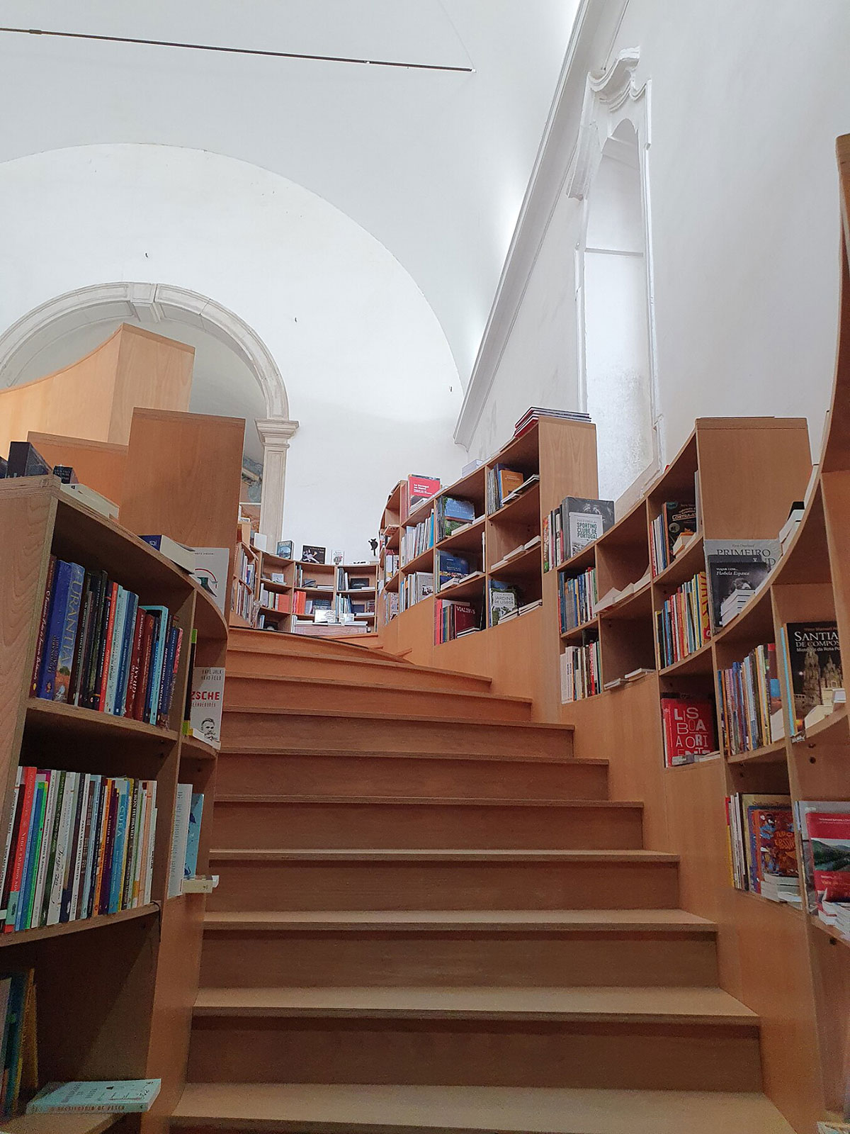 Interior of Livraria de Santiago, a bookstore housed in a former church in Óbidos.