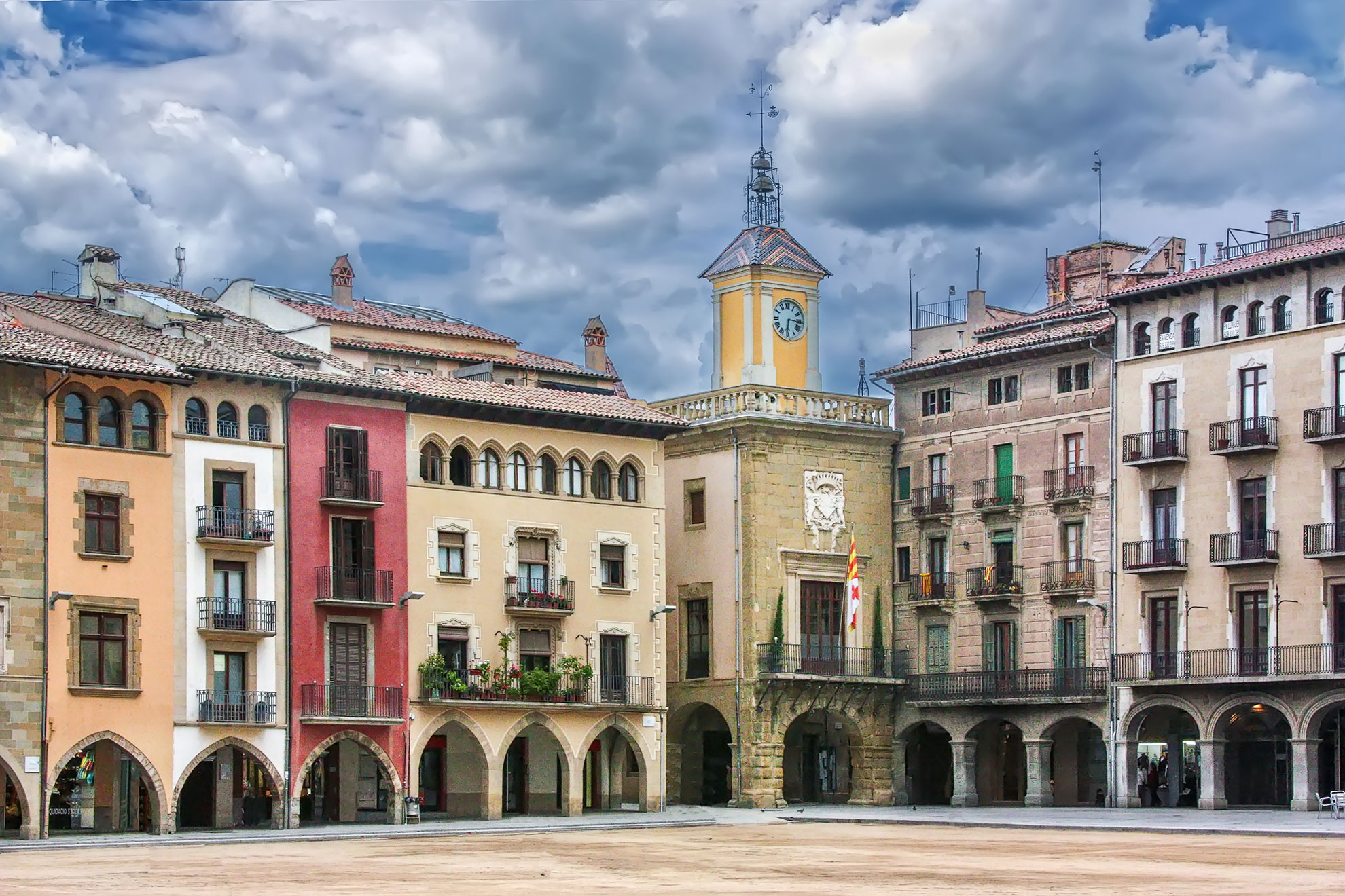 Square in Vic, a medieval town in Spain