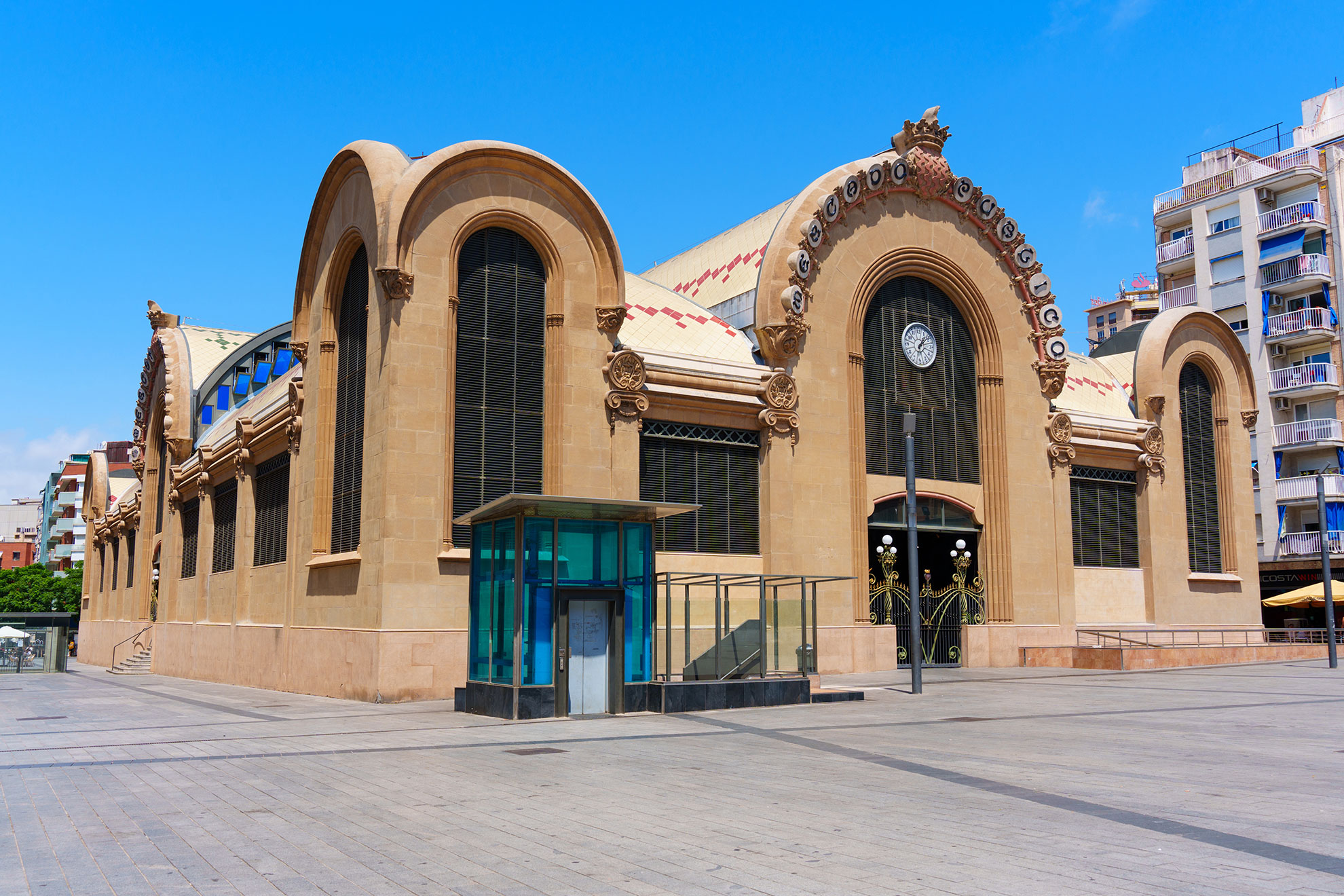Tarragona, Spain - July 14, 2024: Angular Perspective Of Central Market In Tarragona, Spain