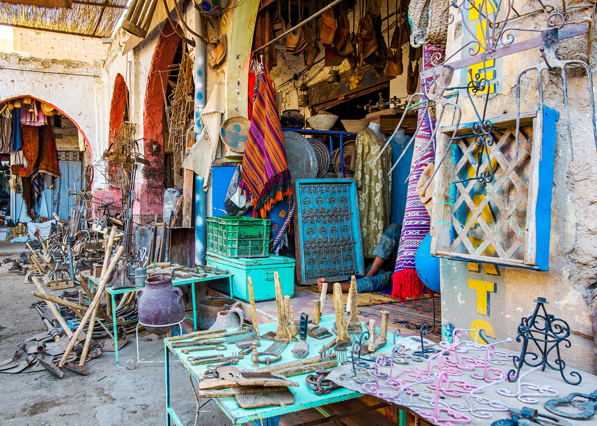Rissani, Morocco, Sahara Desert. Born from trading post that dates back to the 8th century, Rissani is where caravans began and desert inhabitants learnt grow dates, the authentic souk