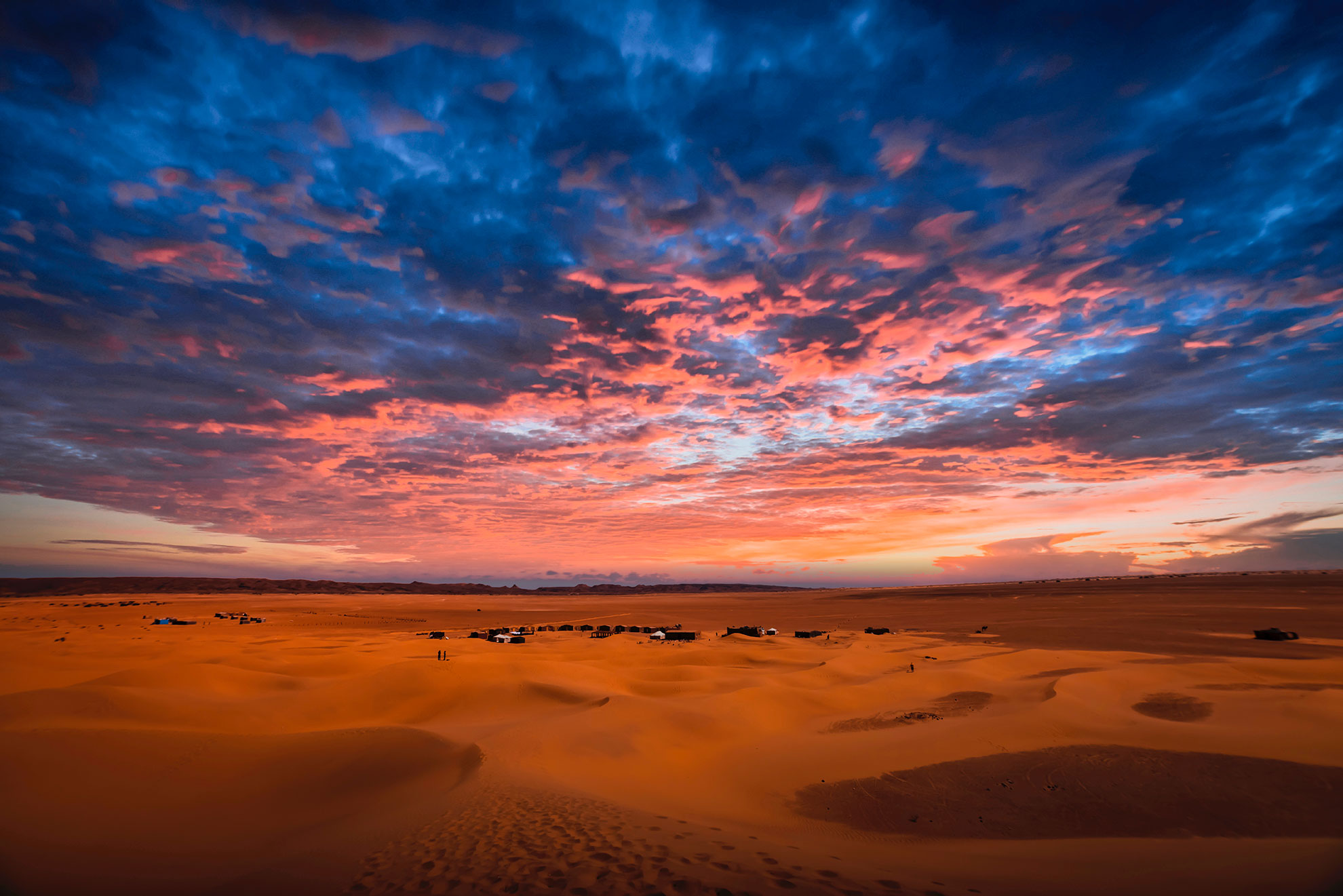 A dusk of sand dune near the camp at Mhamid el Ghizlane in Morocco 