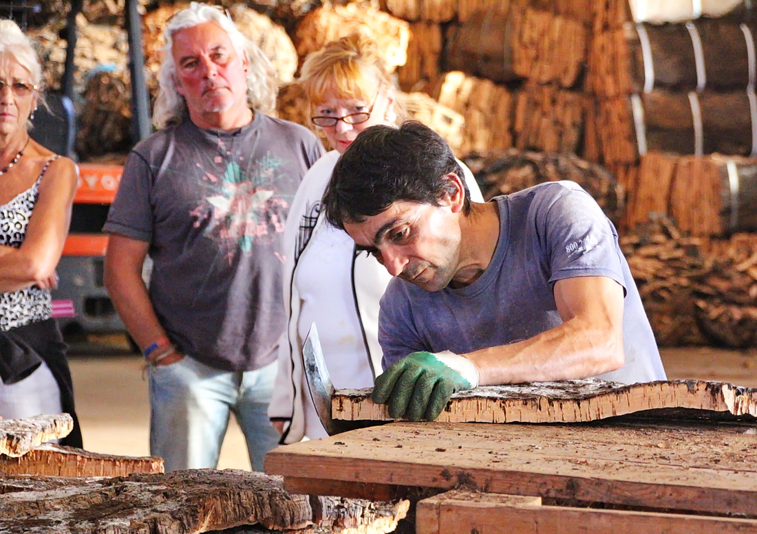 Working the cork in a cork factory in the Algarve