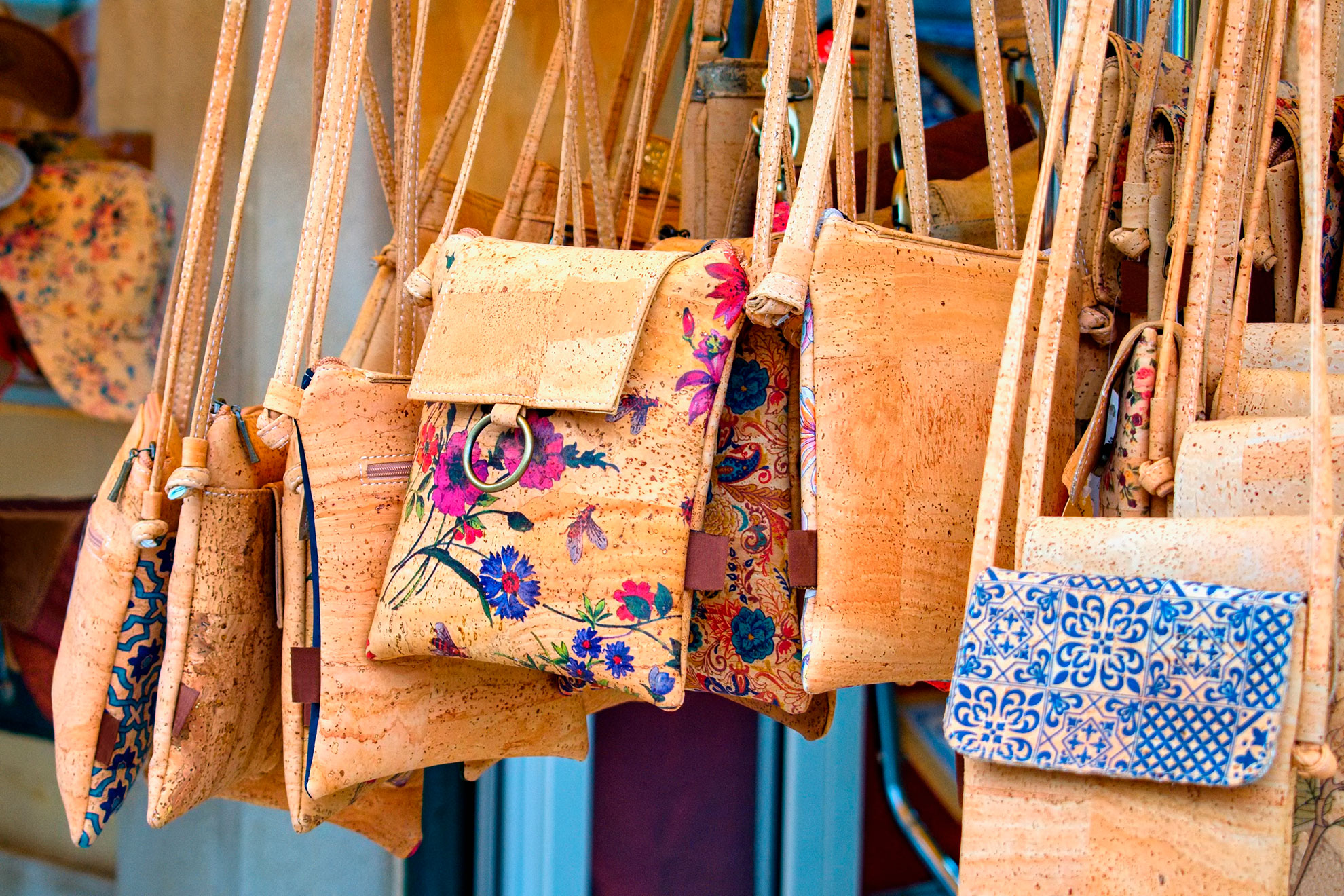 Cork handbags. Traditional portuguese souvenirs