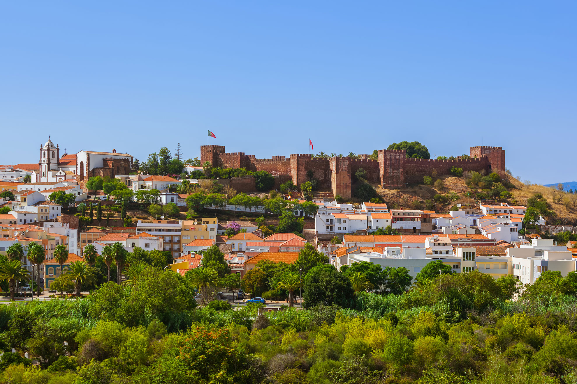 Panoramic view of Silves Castle and the Arade River valley