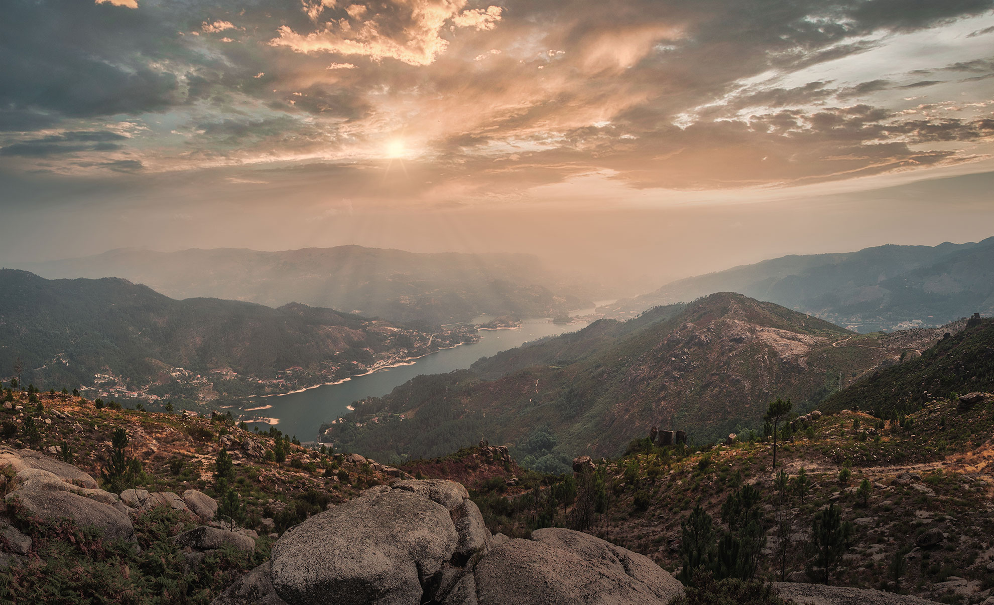 Mist-shrouded peaks and moss-covered granite of Peneda-Gerês National Park