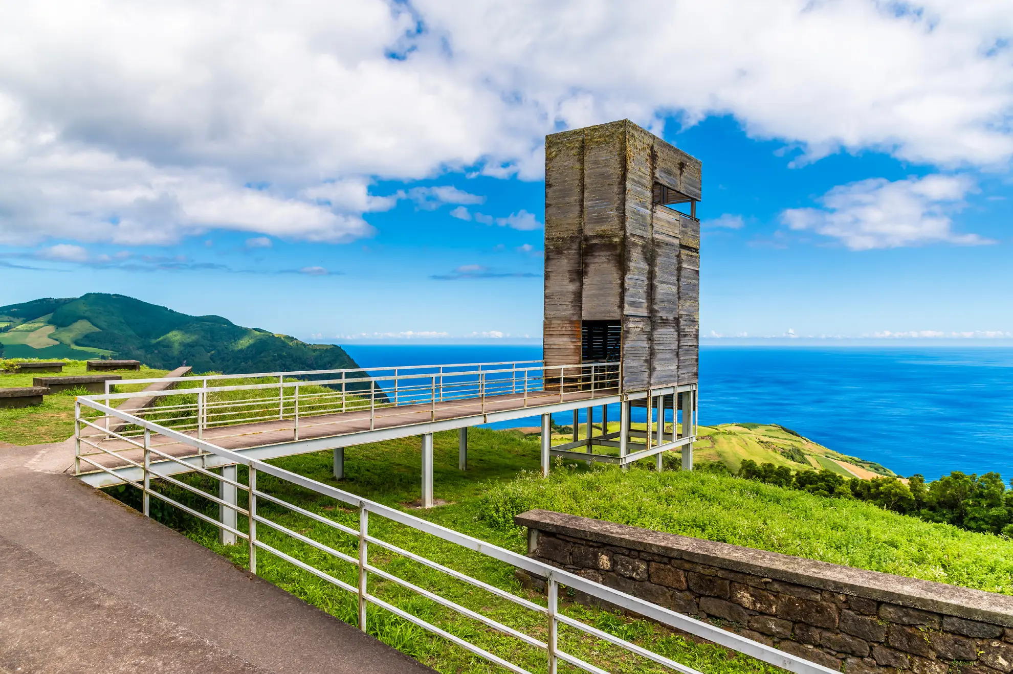 Vigia spotter scanning Atlantic horizon for blue whales S&atilde;o Miguel Azores