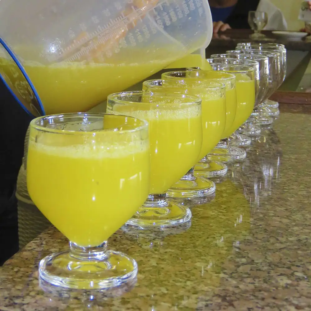 Cup of traditional Madeiran poncha in a local village tasca near Seixal coast.