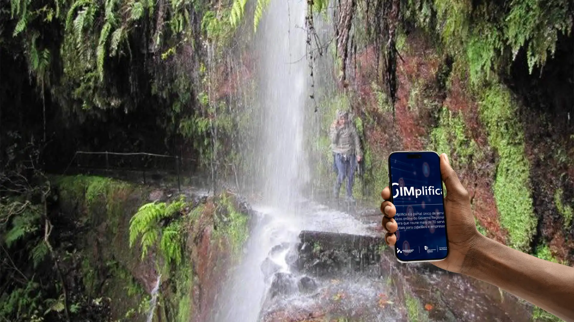 Smartphone showing levada trail reservation on SIMplifica platform at trailhead