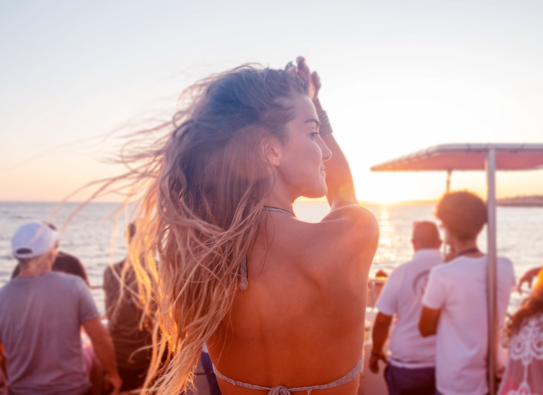 Boat party in Portimão at sunset